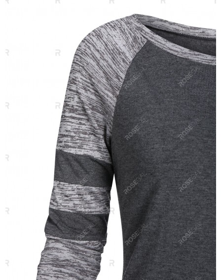 Striped Raglan Sleeve Contrast Baseball T-shirt - 3xl