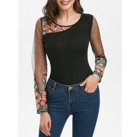 Sheer Mesh Embroidered T Shirt - 2xl
