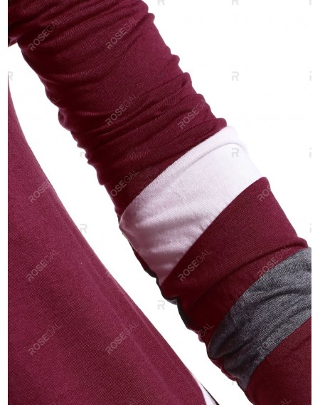 Skew Collar Striped Long Sleeve Asymmetrical Top - 2xl