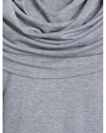 Cowl Neck Ruffled Flounce T Shirt - L