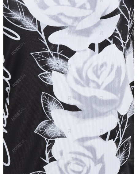 Skew Collar Floral Print Cut Out T Shirt - 2xl