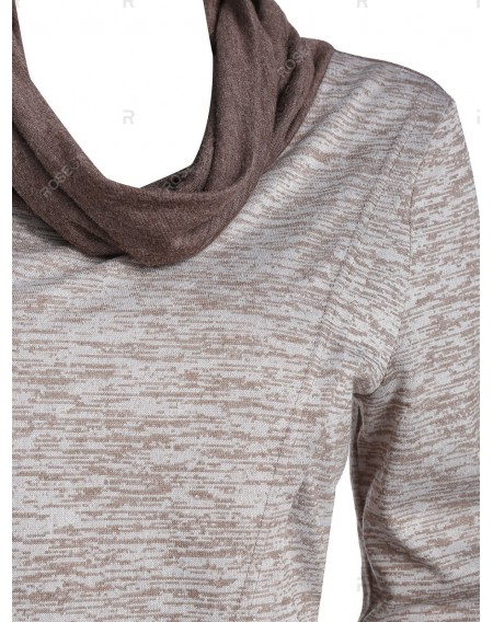 Space Dye Print Cowl Neck Overlap T-shirt - 2xl