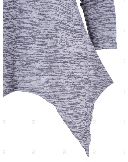 Lace Up Space Dye Plunge Cold Shoulder T Shirt - 2xl