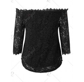 Off Shoulder Three Quarter Sleeves Lace Blouse - 2xl