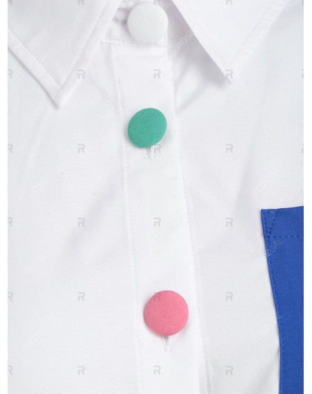 Contrast Asymmetric Belted Pocket Shirt - 3xl