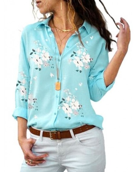 Flower Button Up Long Sleeve Shirt - 3xl