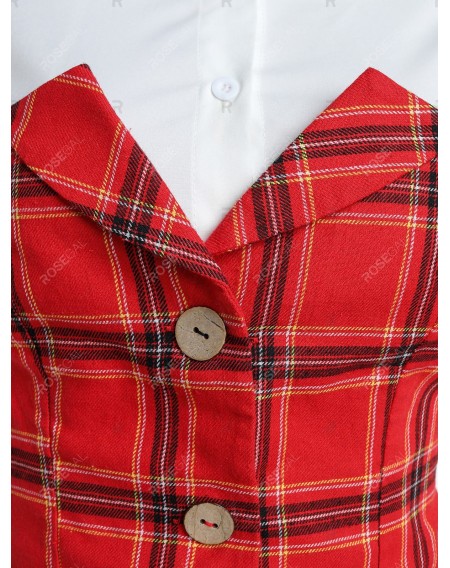 Plaid Panel Long Sleeve Button Shirt - 2xl