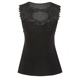 Cut Out Guipure Lace Panel Tank Top - Xl