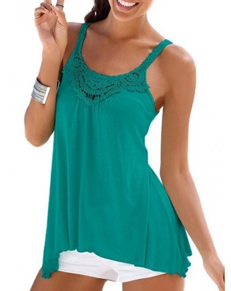 Guipure Lace Panel Casual Tunic Tank Top - Xl