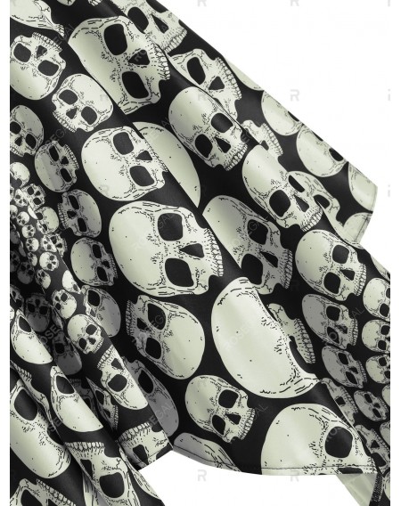 Halloween Skull Lace Up Asymmetrical Dress - Xl