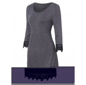 Lace Trim Mini Sheath Dress - Xl