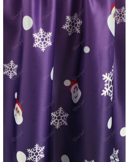Christmas Santa Claus Print Sleeveless Scalloped Dress - Xl