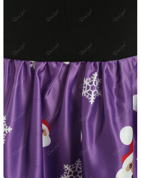 Christmas Santa Claus Print Sleeveless Scalloped Dress - Xl