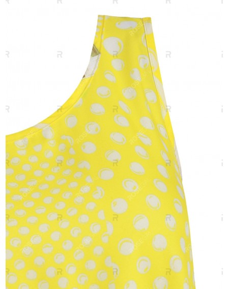 Sleeveless Polka Dot Flounce Maxi Dress - 2xl