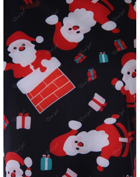Christmas Santa Print A Line Dress - 2xl