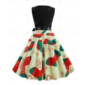 Christmas Stockings Print Sleeveless Dress - 2xl