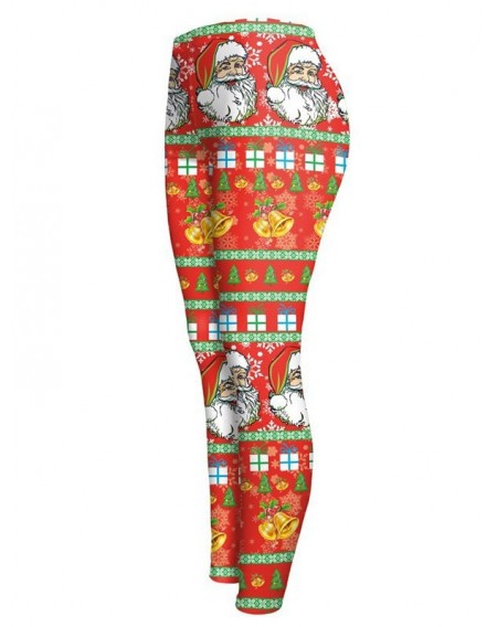Elastic Waist Christmas Ornate Printed Leggings - M