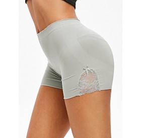 Lace Insert Bowknot Slip Shorts - One Size