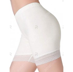 Elastic Waist Lace Panel Slip Shorts - 2xl