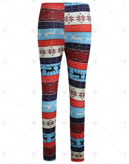 Christmas Snowflake Deer Print Skinny Pants - S