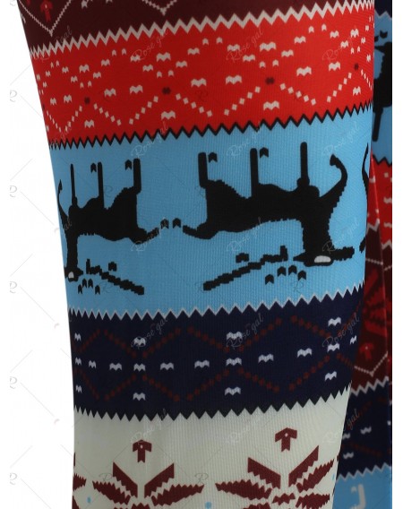 Christmas Snowflake Deer Print Skinny Pants - S