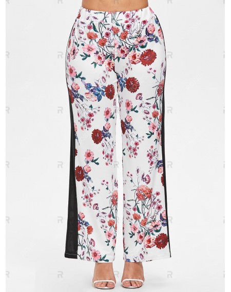 Floral Print Straight Pants - S