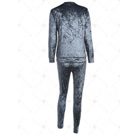 Solid Color Velvet Sweat Suit - L