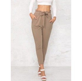Agaric Trim Tapered Pants with Belt - M