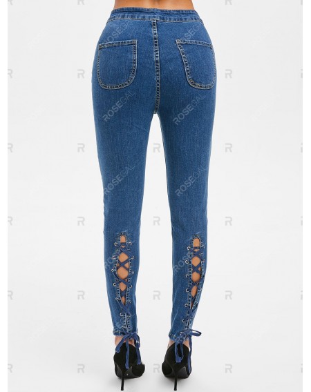 Lace Up High Rise Skinny Jeans - Xl