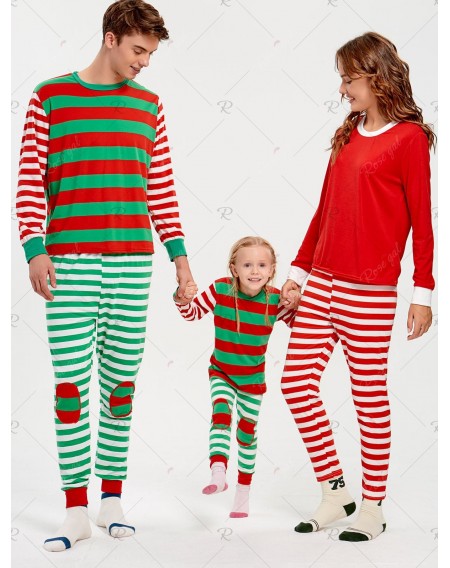 Patched Stripe Family Christmas Pajama Set - Kid 120