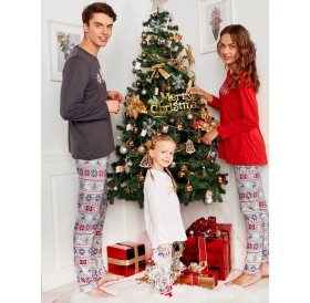 Snowflake Print Long Sleeve Matching Family Christmas Pajama - Kid 2xs