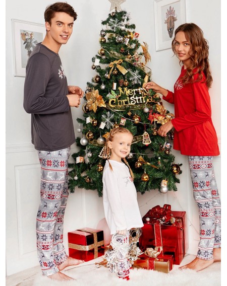 Snowflake Print Long Sleeve Matching Family Christmas Pajama - Kid 2xs