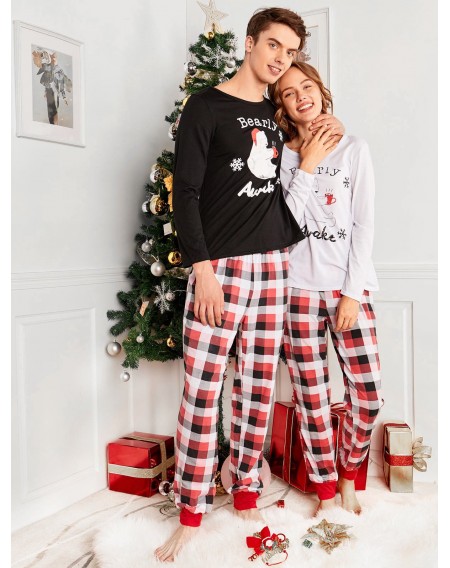 Bear Plaid Family Christmas Pajama Set - Dad S