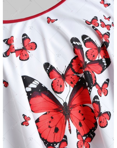 Butterfly Print Flounce Ruched High Waisted Tankini Swimsuit - 2xl