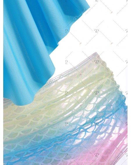 Ruched Rainbow Mermaid Tankini Swimsuit - 3xl