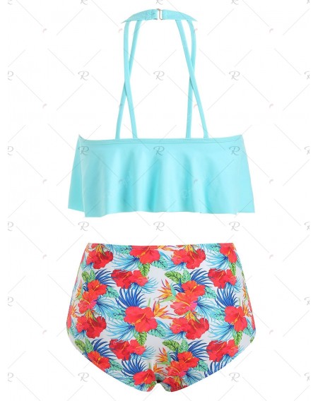 Lattice Cut Out Floral Padded Tankini Swimwear - 3xl