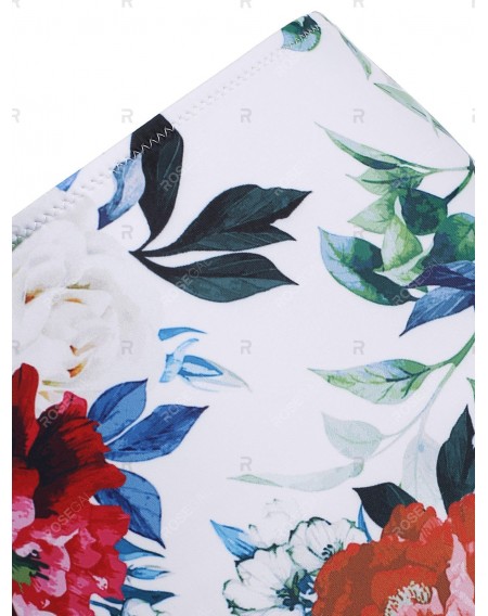 Off Shoulder Floral Print Padded Swimwear Swimwear - 3xl