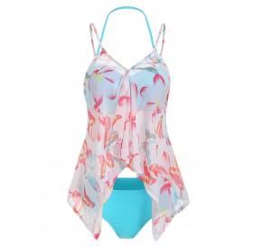 Flower Butterfly Print Moulded Swimwear Swimwear - 2xl
