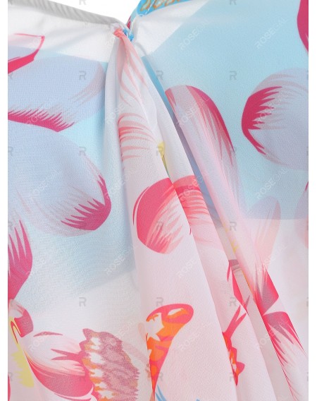 Flower Butterfly Print Moulded Swimwear Swimwear - 2xl