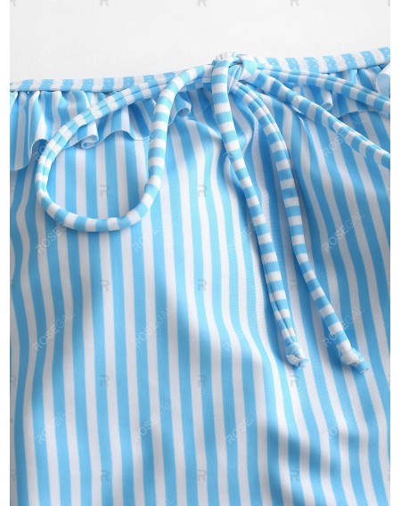 Ruffle Striped Tie Family Swimsuit - Mom M