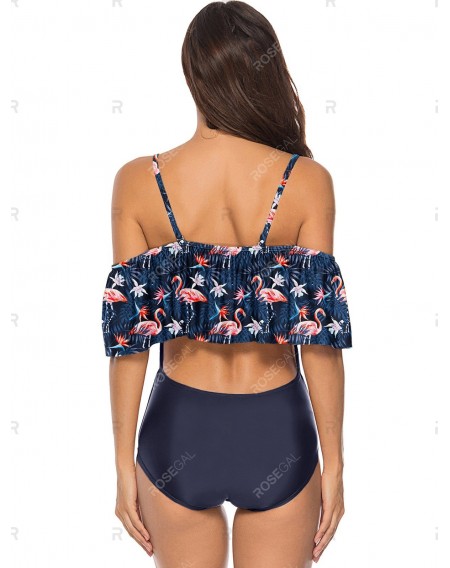 Flamingo Print Overlay Cami Swimsuit - 2xl