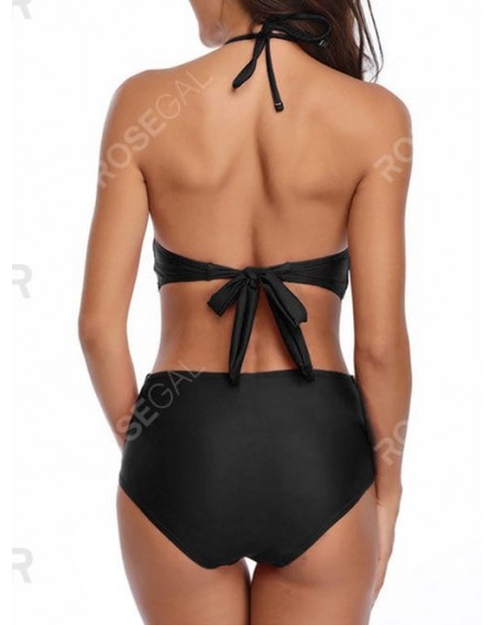 Cut Out Crochet Trim Knotted Swimsuit - S