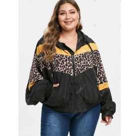 Plus Size Hooded Leopard Print Jacket - 3x