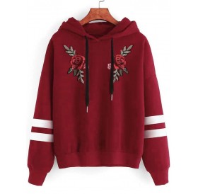 Plus Size Drawstring Embroidery Pullover Hoodie - 5x