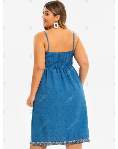 Plus Size Shirred Twist Chambray Cami Dress - 3x