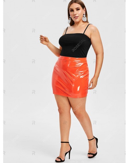 Rosegal Plus Size Faux Leather Bodycon Skirt - L