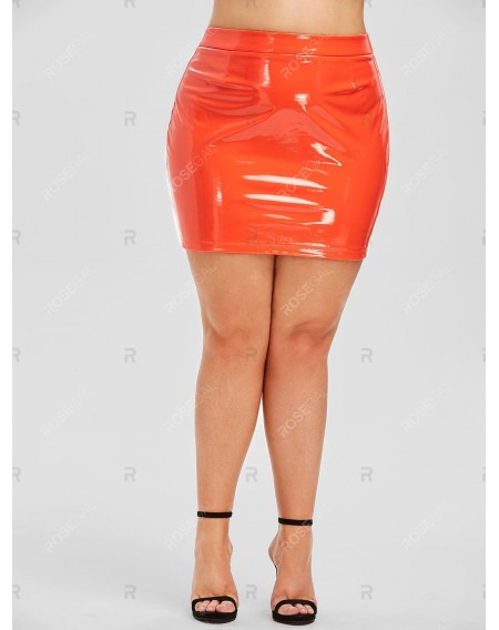 Rosegal Plus Size Faux Leather Bodycon Skirt - L