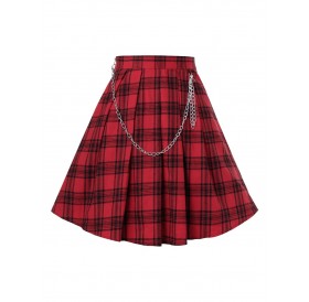 Plus Size Plaid A Line Chains Embellished Mini Skirt - 3x