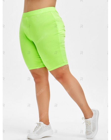 Rosegal Plus Size High Waist Lime Shorts - 3x