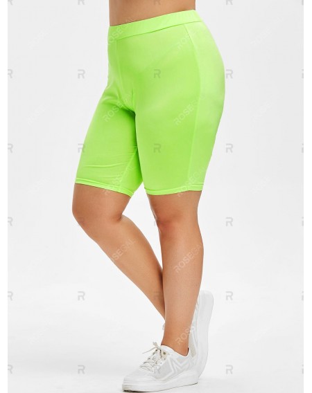 Rosegal Plus Size High Waist Lime Shorts - 3x